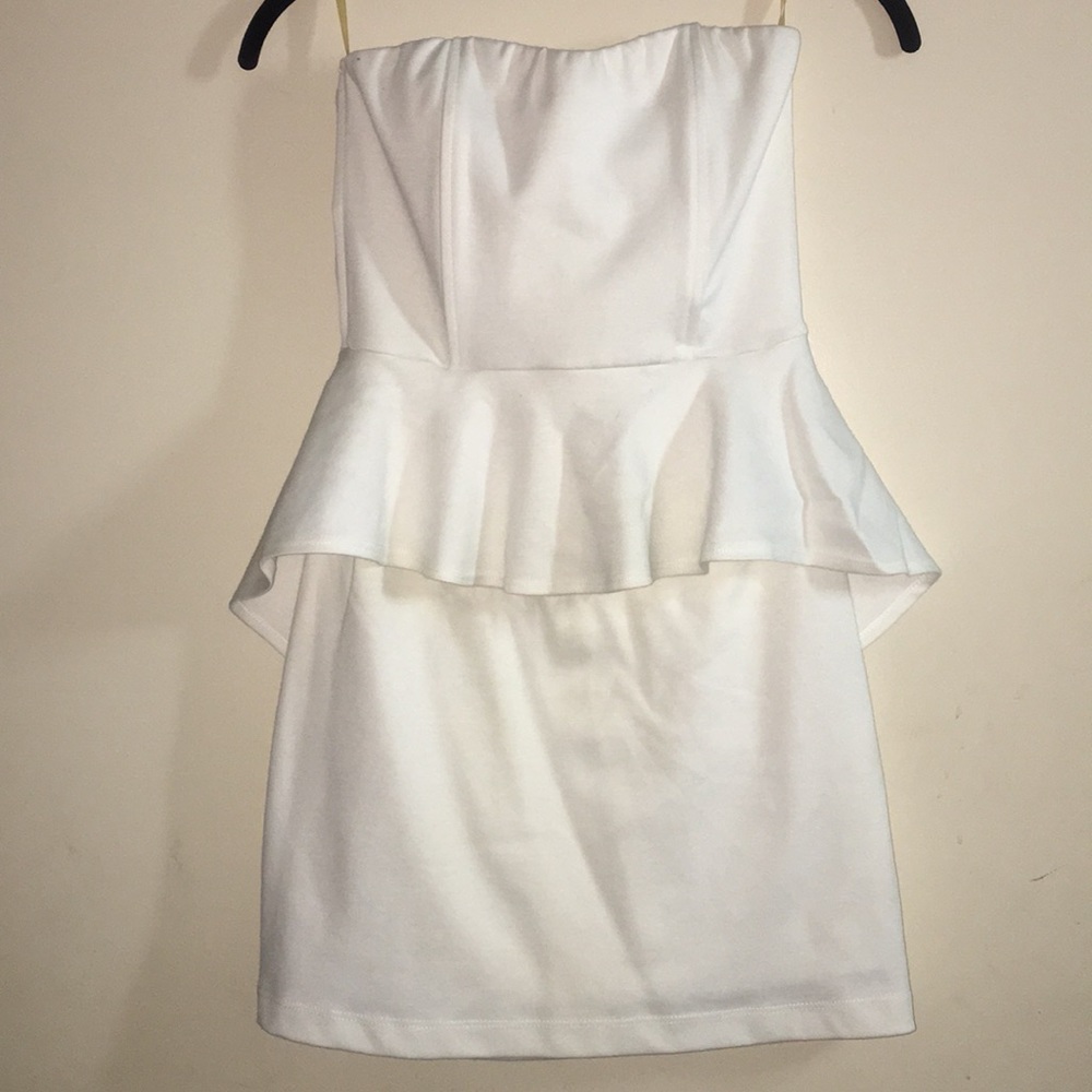 NWT ~ Ivory Tube Top Peplum Dress